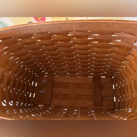 Longaberger Vintage 1991 Footed Magazine Basket with Wooden Feet, Chalk Painted